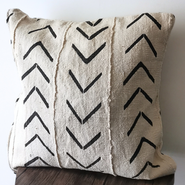 Housse de coussin Bogolan Blanc- Recto/verso
