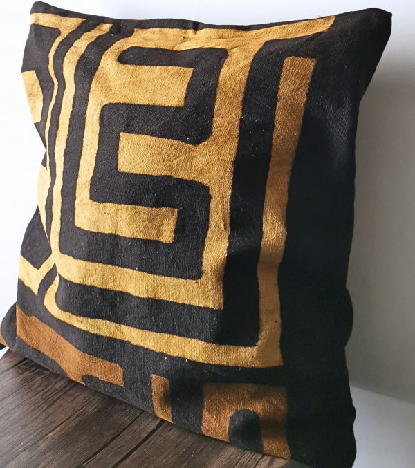 Housse de coussin BOGOLAN motifs KUBA - Recto verso - 45X45