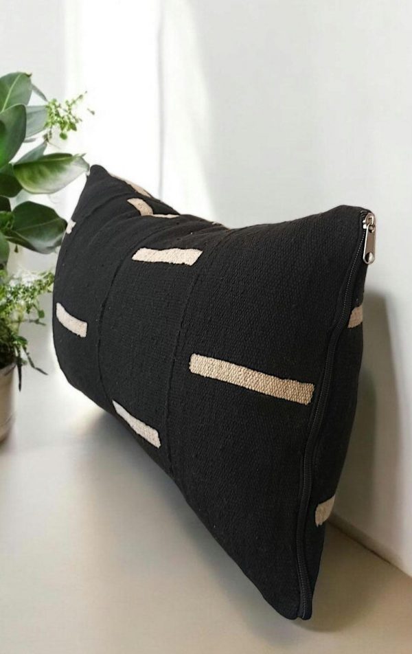 Housse de coussin Bogolan Noir- Recto/verso 50X30
