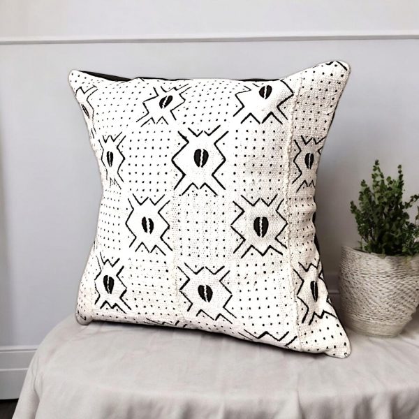 Duo - Housses de coussin Bogolan Blanc