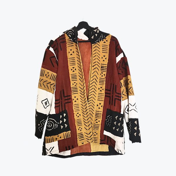 Gilet à capuche mi-long Bogolan / Unisexe