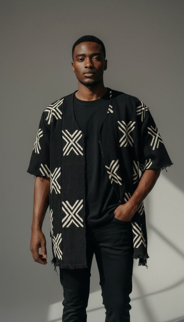 Gilet mixte en Bogolan - Noir